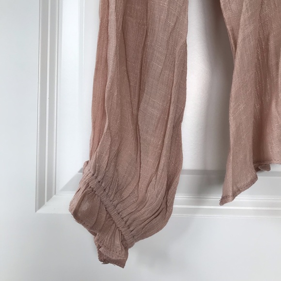 Peplum V Neck Light Pink Blouse - Picture 10 of 16